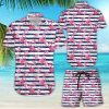 Aloha Get Here Stripes Pattern Flamingo Hawaiian Shirt And Short For Men And Women